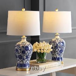 Allen 25.75 Ceramic/Metal LED Table Lamp, Blue/White Set Blue/White