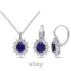 Amour Silver Created Blue & Created White Sapphire & Diamond Accent Set