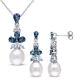 Amour Sterling Silver Cultured Fw Pearl Blue And White Topaz Jewelry Set