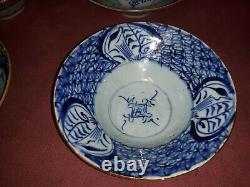 Antique Chinese Blue And White Ceramic Bowl 4 Pcs Set