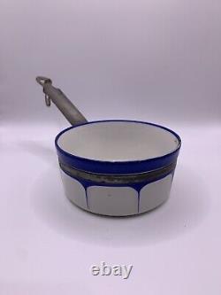 Antique French Saucepan Set in Blue & White