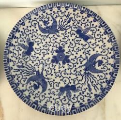 Antique Japanese Blue And White Phoenix Plates (Set Of 3)