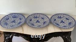 Antique Japanese Blue And White Phoenix Plates (Set Of 3)