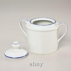 Bernardaud Limoges Pamphyle Blue White Porcelain Lidded Sugar Bowl Creamer Set