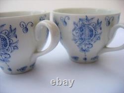 Bidasoa Blue & White Demitasse Cups & Saucers SET OF 8 Mid Century Modern