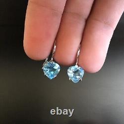 Blue Topaz Earrings Set in 14K White Gold