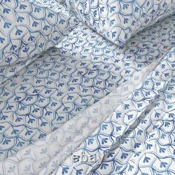 Blue White Decorative Winter 100% Cotton Sateen Sheet Set by Spoonflower
