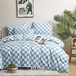 Blue White Grid Comforter Set Queen Blue Plaid Bedding Set Women Blue and
