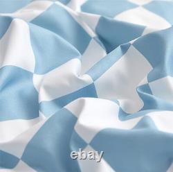 Blue White Grid Comforter Set Queen Blue Plaid Bedding Set Women Blue and