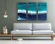 Blue & White Painting Waves Sea Set Of Canvas Prints Picture Art Lounge Home Big