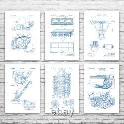 Building Construction Posters Set of 6 Construction Worker Contractor Gift