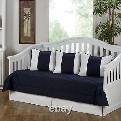 Cabana Navy Blue and White 5-Piece Daybed Set White Daybed