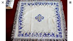 Chalice covers set white-blue fully embroidered