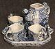Chinese Blue And White Porcelain Tea Set With Salamander Handles
