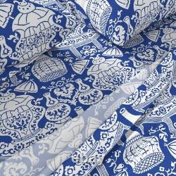 Chinoiserie Blue White Vintage Style 100% Cotton Sateen Sheet Set by Spoonflower