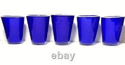 Cobalt Blue White Rim Tumblers Cups in Style Paul Swartwood Set 5