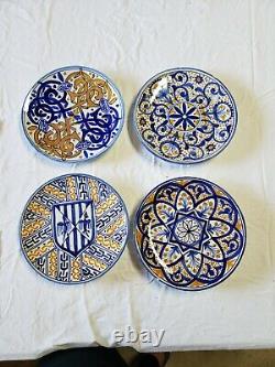 Colored wall decorative plate set. 4 piece, multicolored (yellow, blue, white)