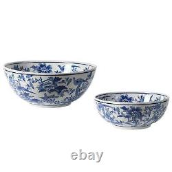 Decorative Ceramic Bowls Set of 2 Blue/White