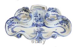 Delft Faience Blue and White Inkpots Desk set early 19th century