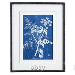 Dramatic Blue White Contemporary Floral Print Set of 4 Photo Negative Wildflower