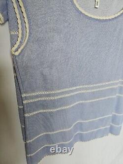 ESCADA / Pretty Blue w White Stripes / Vintage Blouse Set / Size DE 40 USA 8 10