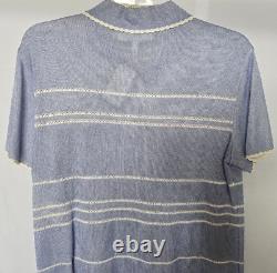 ESCADA / Pretty Blue w White Stripes / Vintage Blouse Set / Size DE 40 USA 8 10