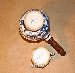 Early 19th C. Blue & White French Napoleanic Demitasse & Chocolate Pot Set