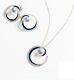 Elegant Necklace/earrings 925 Sterling Silver Blue & White Fine Jewelry Set