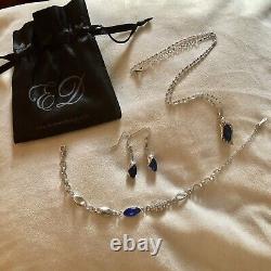 Evoked Design Crystal Tri Jewelry Set Blue Swarovski 18k White Gold Plated Gift