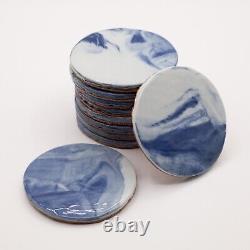 Handmade Blue and White Ceramic Coaster Set