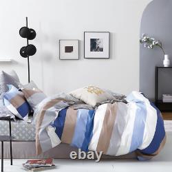 Hunter Blue/White Striped 100% Cotton Reversible Comforter Set Blue/White/Brown
