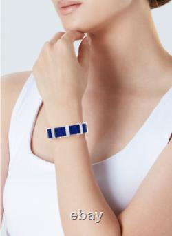 Invisible Set Blue Sapphires & White Lab-Created Diamonds Elegant Fine Bracelets