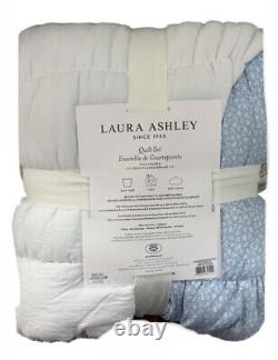 Laura Ashley Blue and White Full/Queen Quilt Set New with Tags