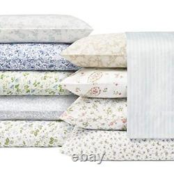 Laura Ashley Home Queen Sheets, Soft Sateen Cotton Bedding Set 4 pcs Queen