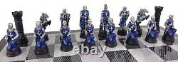 Medieval Times Crusade Blue White Maltese Cross Chess Set Carbon Fiber Color Bd