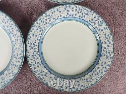 Mikasa Susanne Dinner Plates Blue White Leaves Spal Portugal 10.5 Set of 4