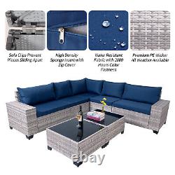 Modular Outdoor Sectional Patio Furniture Set Wicker Rattan Sofa PE Chair Table