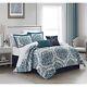 Nanshing Brisa 10 Piece Transitional Comforter Set Blue/white King