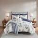 New! Cottage Chic Farmhouse Blue Navy White Rose Leaf Soft Quilt Comforter Set