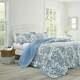 New! Cozy Cottage Shabby Country Soft Light Blue White Floral Leaf Quilt Set
