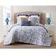 Oceanfront Resort Comforter Set 3pcs Cotton Chain Stitch Pattern Blue/white King