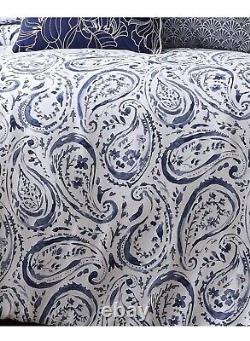 Oceanfront Resort Comforter Set 3Pcs Cotton Chain Stitch Pattern Blue/White King