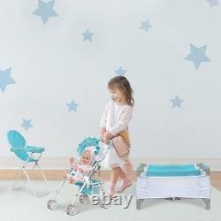 Olivia's Little World 3-in-1 Baby Doll Nursery Set, Blue/White
