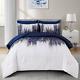 Ombre Blue Comforter Set King Size Gradient Navy Blue White Boho Bedding Set For