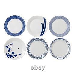 Pacific Mixed Patterns Dinner Plates, 11.4, Blue/White, Set of 6