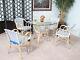 Parisian Rattan And Woven Wicker 5 Piece Dining Furniture Set (blue/white)