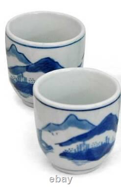 Porcelain Tea Set Blue and White Landscape Design Handcrafted in Mainland China