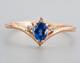 Prong Set Blue & White 0.52ct Moissanites In 10k Rose Gold Women's Wedding Ring