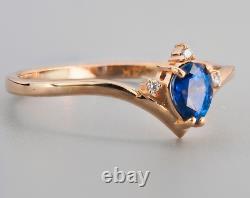 Prong Set Blue & White 0.52CT Moissanites In 10K Rose Gold Women's Wedding Ring