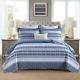 Quilt King Size -comforter King Quilt Bedding Set, Navy Blue White Striped Quilte